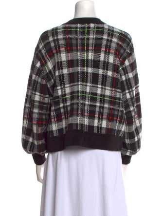 Alice + Olivia Plaid Print Scoop Neck Sweater