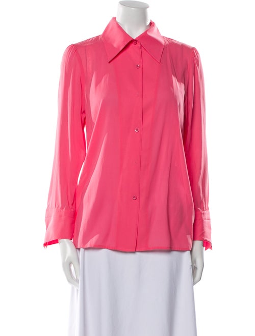 Alice + Olivia Silk Long Sleeve Button-Up Top