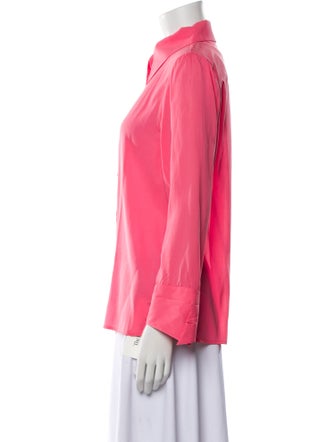 Alice + Olivia Silk Long Sleeve Button-Up Top