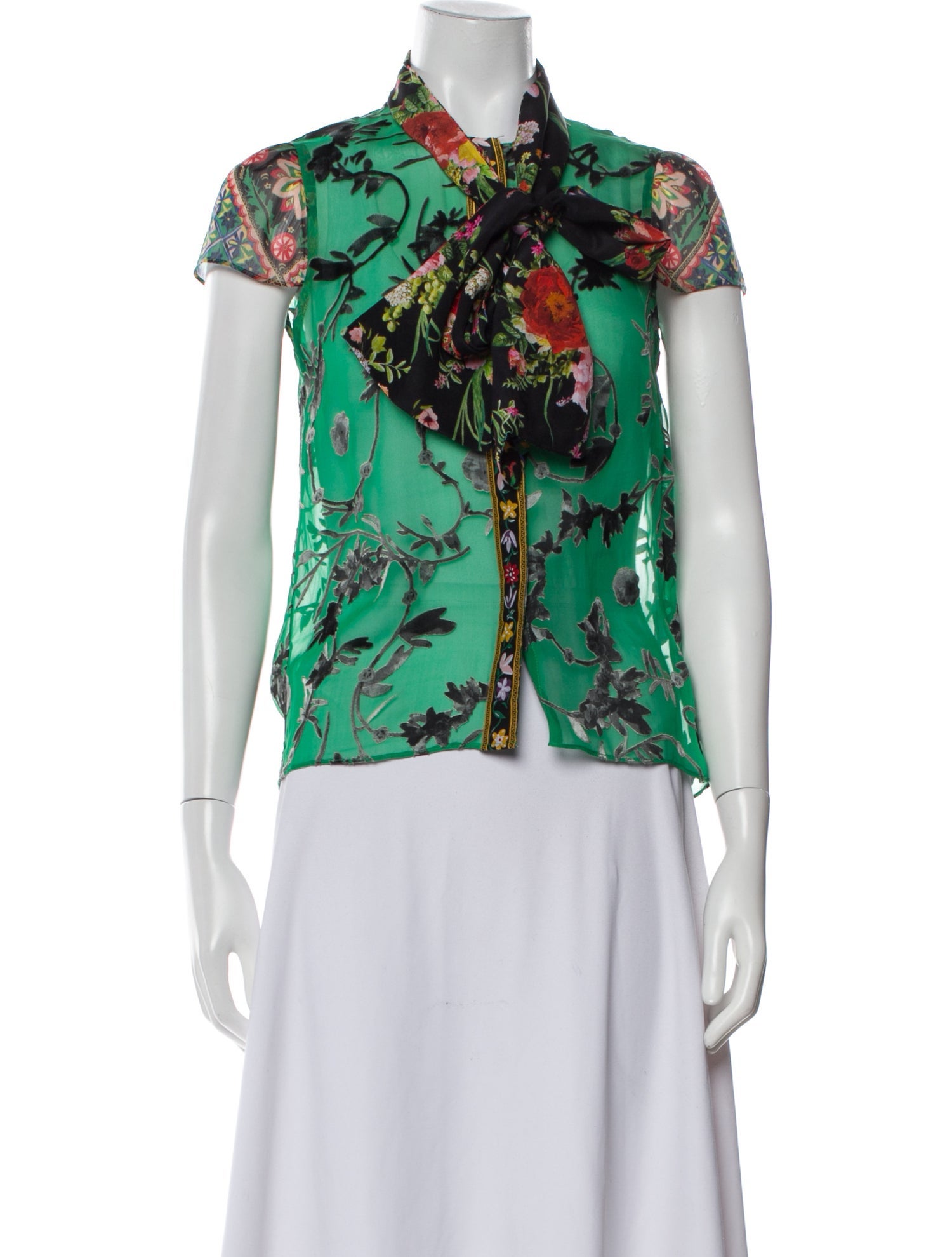 Alice + Olivia Floral Print Short Sleeve Blouse