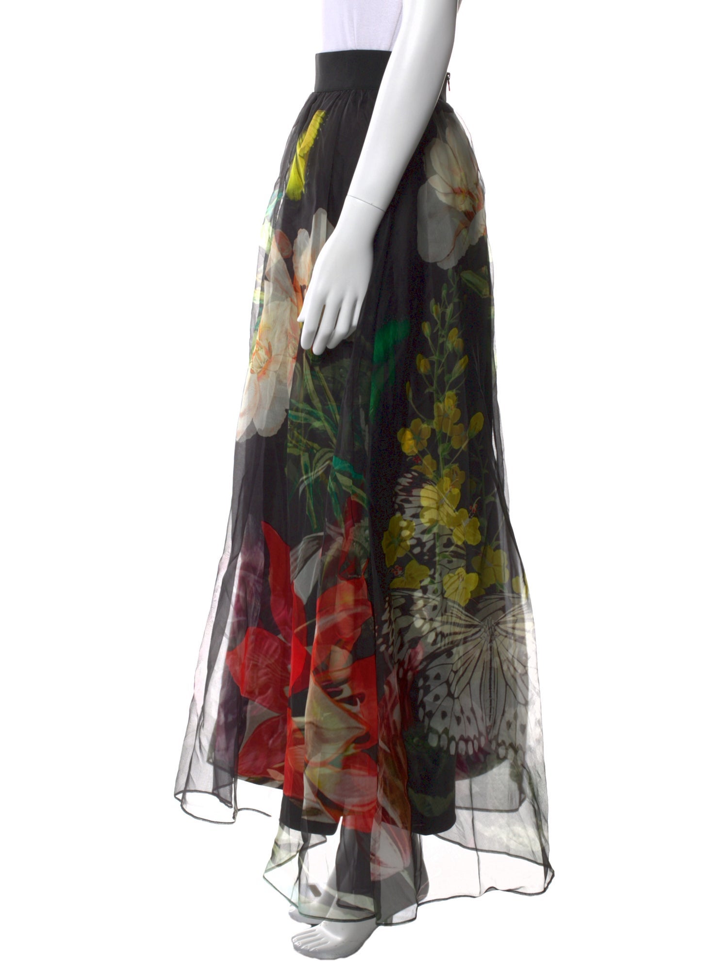 Alice + Olivia Silk Long Skirt