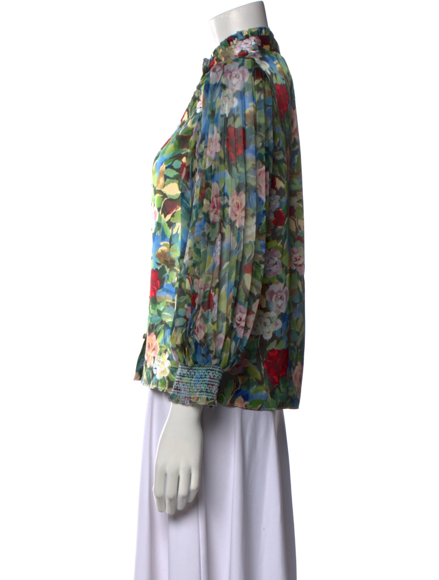 Alice + Olivia Floral Print Mock Neck Blouse