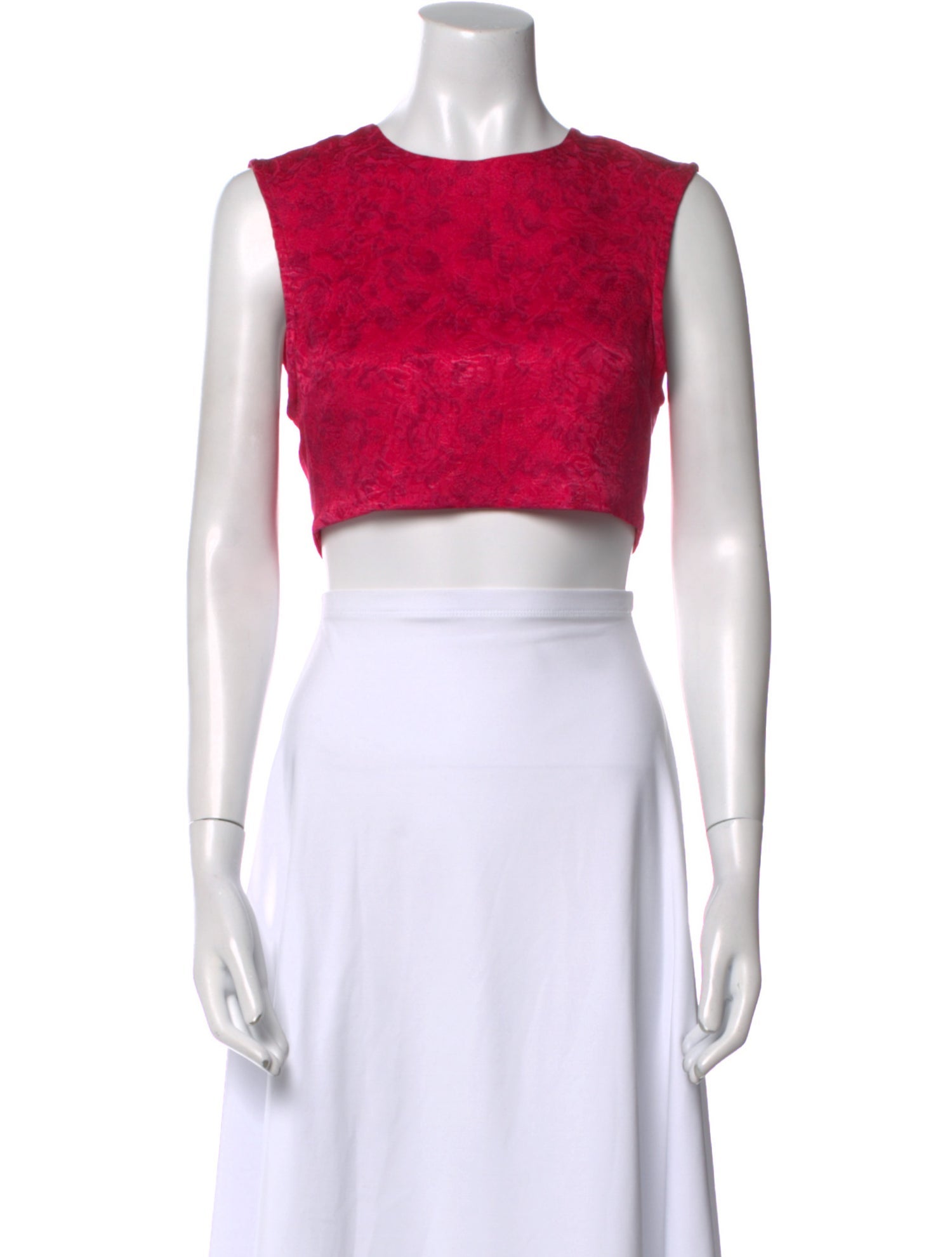 Alice + Olivia Crew Neck Sleeveless Crop Top