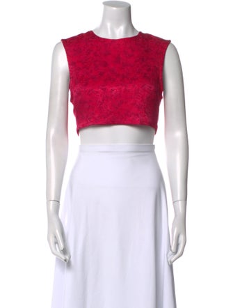 Alice + Olivia Crew Neck Sleeveless Crop Top