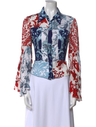Alice + Olivia Floral Print Long Sleeve Blouse