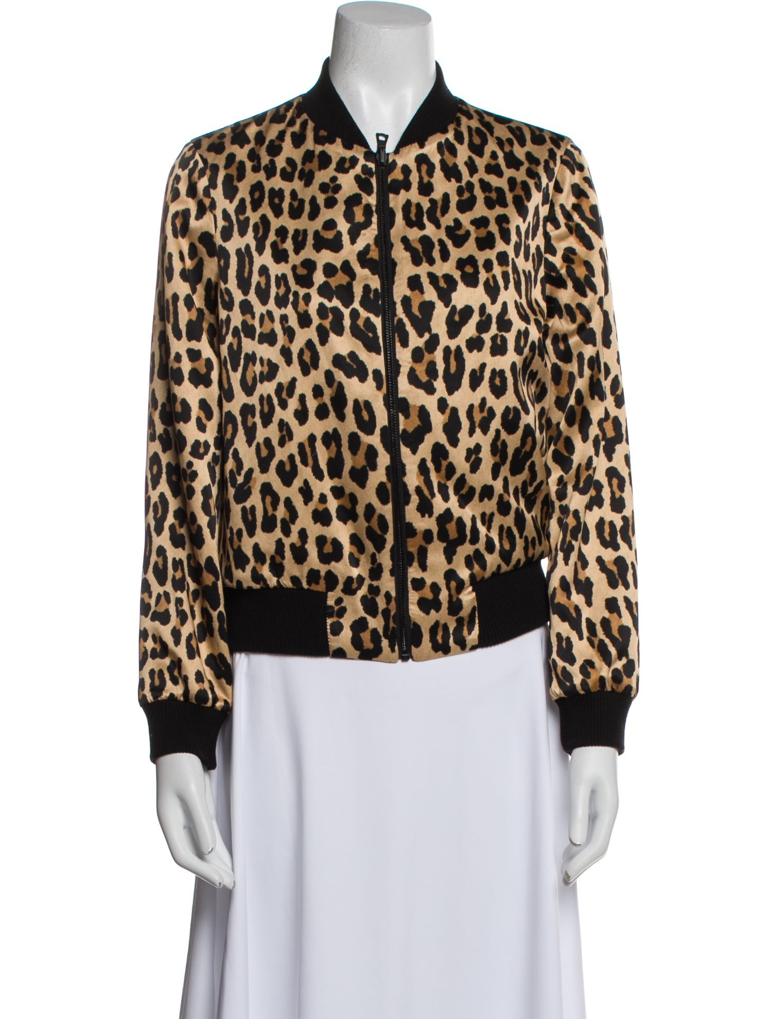 Alice + Olivia Silk Animal Print Bomber Jacket