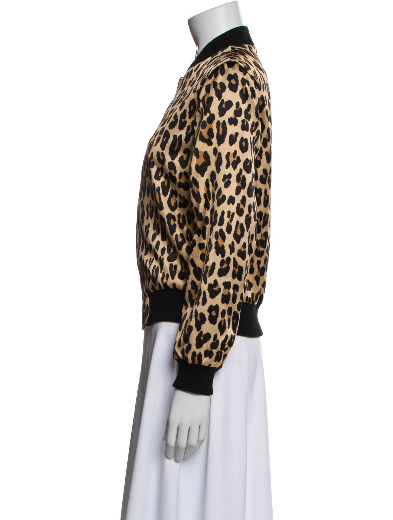 Alice + Olivia Silk Animal Print Bomber Jacket