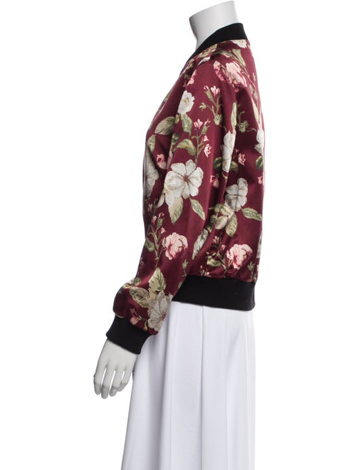 Alice + Olivia Silk Floral Print Bomber Jacket