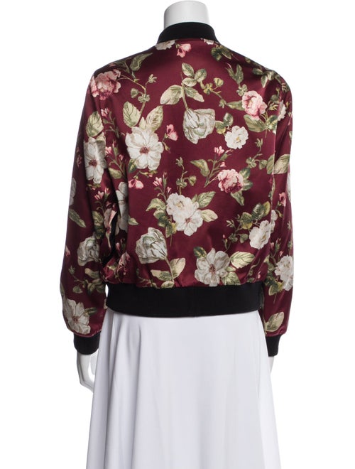 Alice + Olivia Silk Floral Print Bomber Jacket