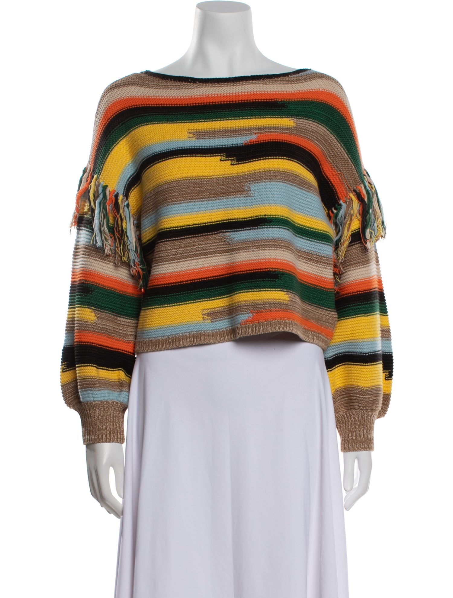 Alice + Olivia Striped Bateau Neckline Sweater