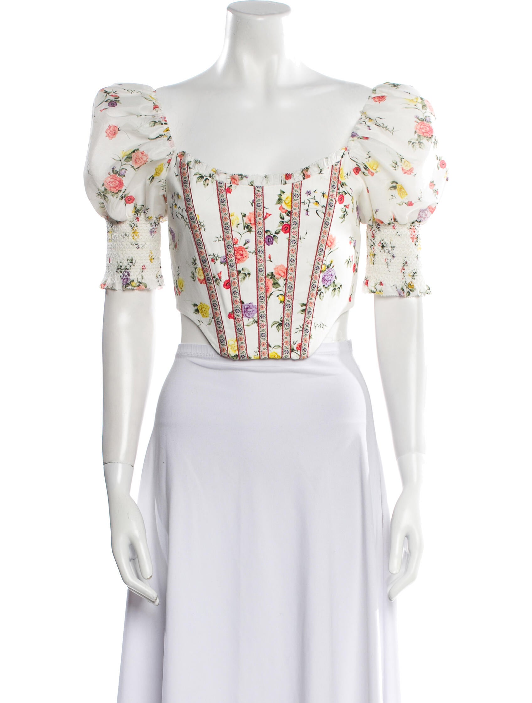 Alice + Olivia Floral Print Square Neckline Crop Top