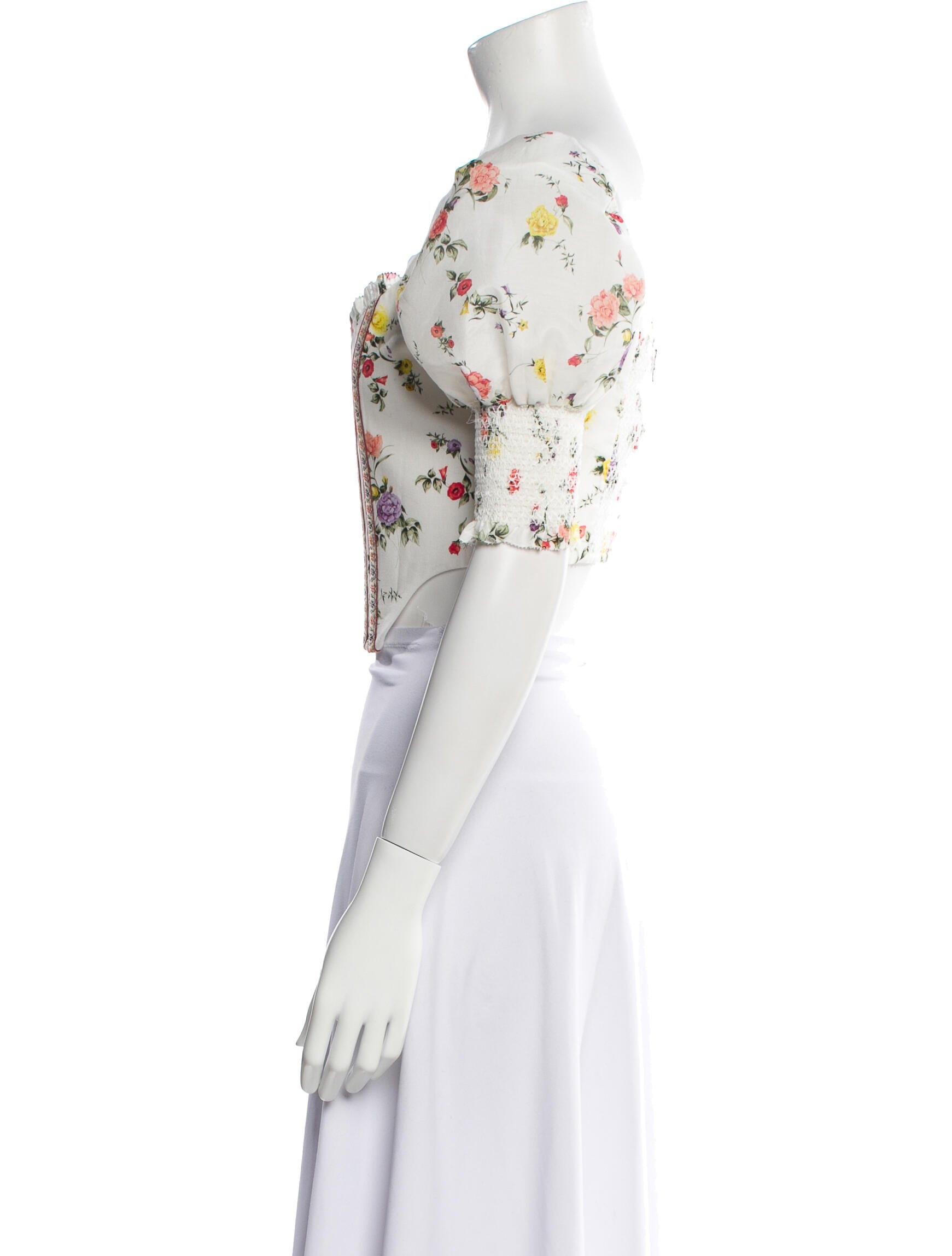 Alice + Olivia Floral Print Square Neckline Crop Top