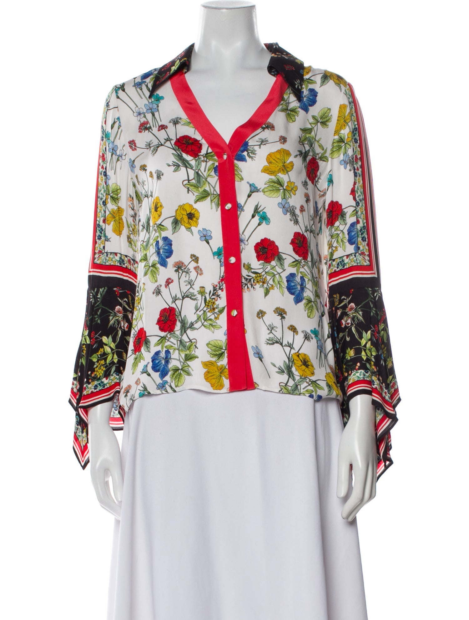 Alice + Olivia Floral Print V-Neck Blouse