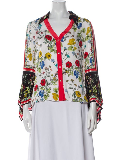 Alice + Olivia Floral Print V-Neck Blouse