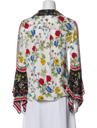 Alice + Olivia Floral Print V-Neck Blouse