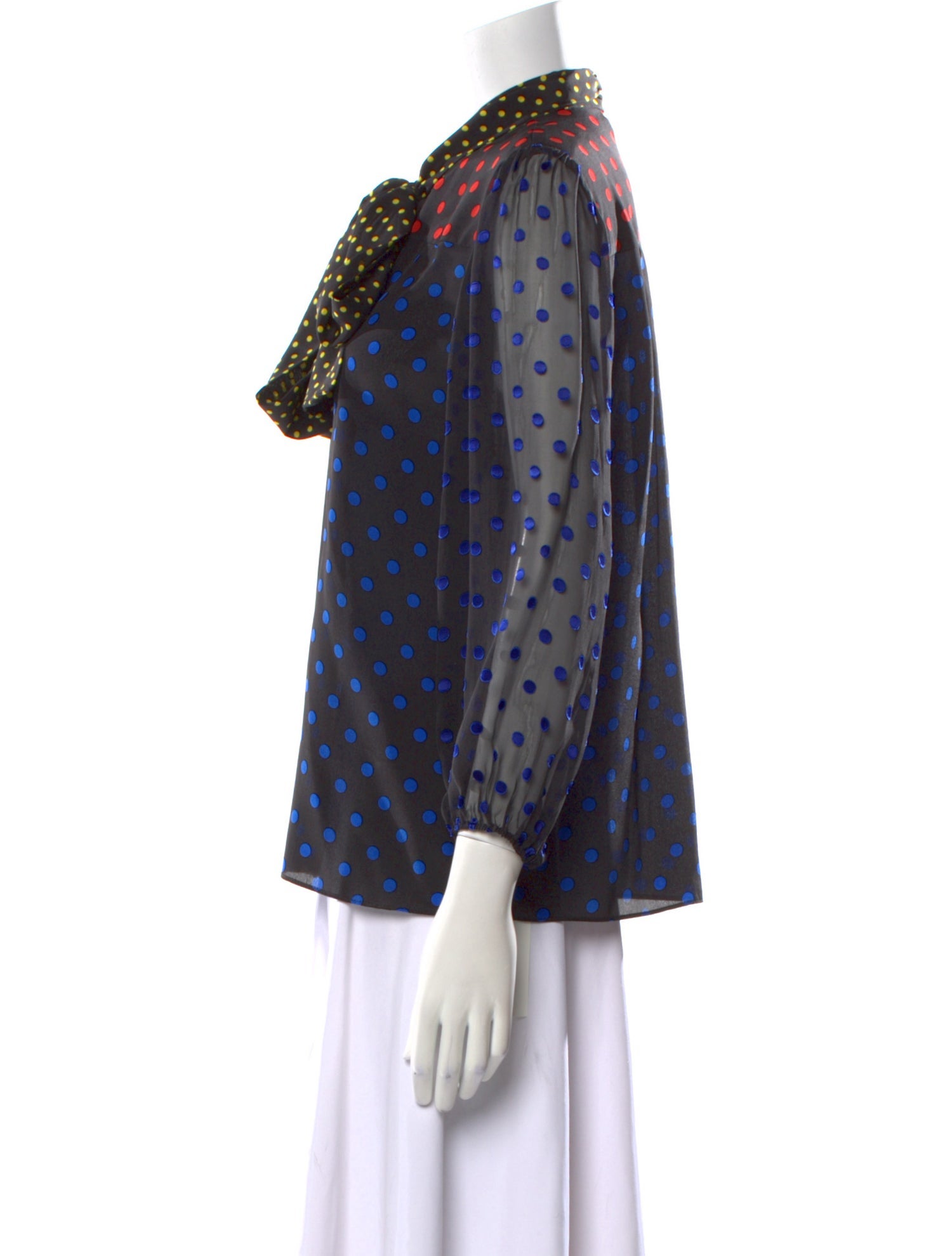 Alice + Olivia Silk Polka Dot Print Button-Up Top