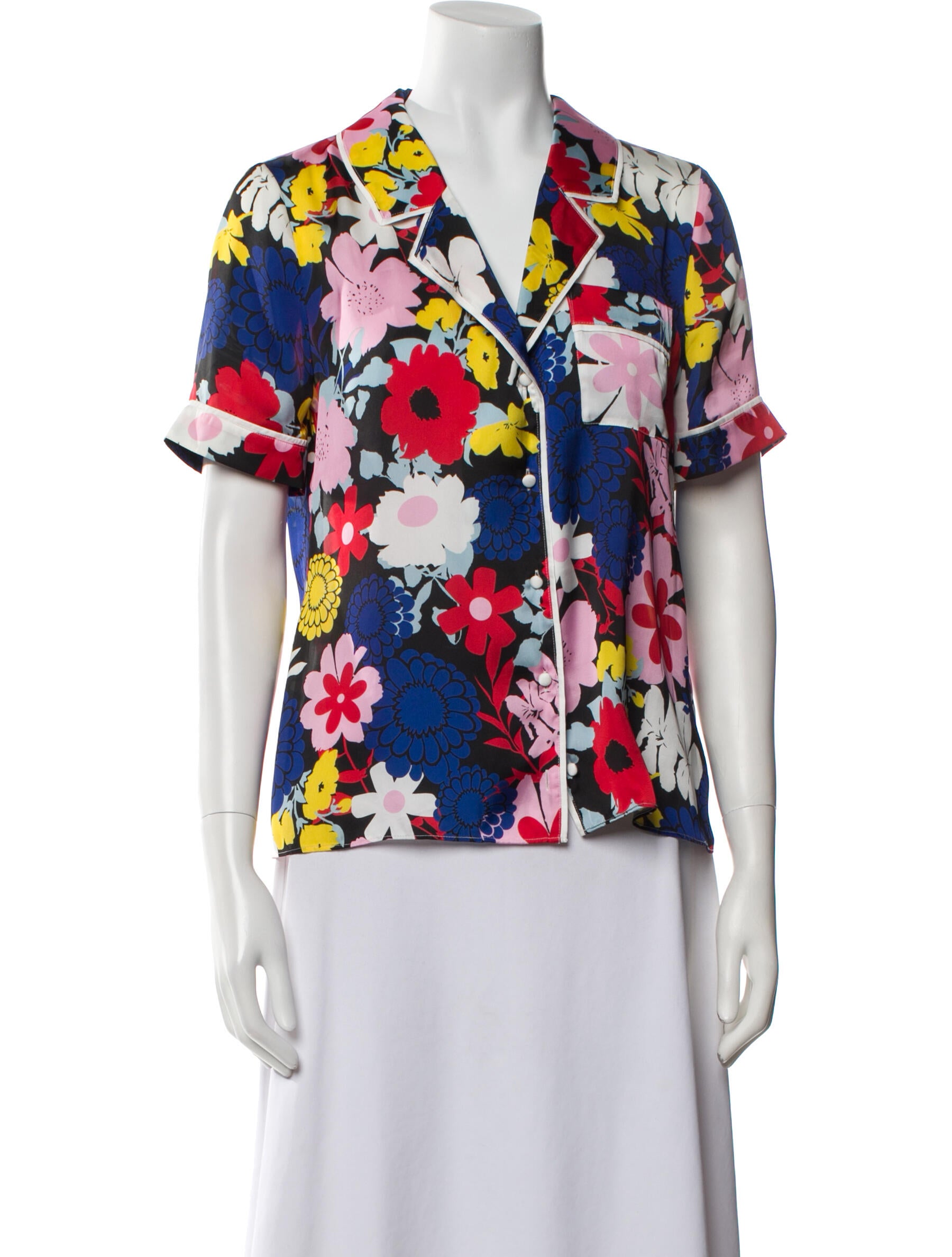 Alice + Olivia Floral Print V-Neck Blouse