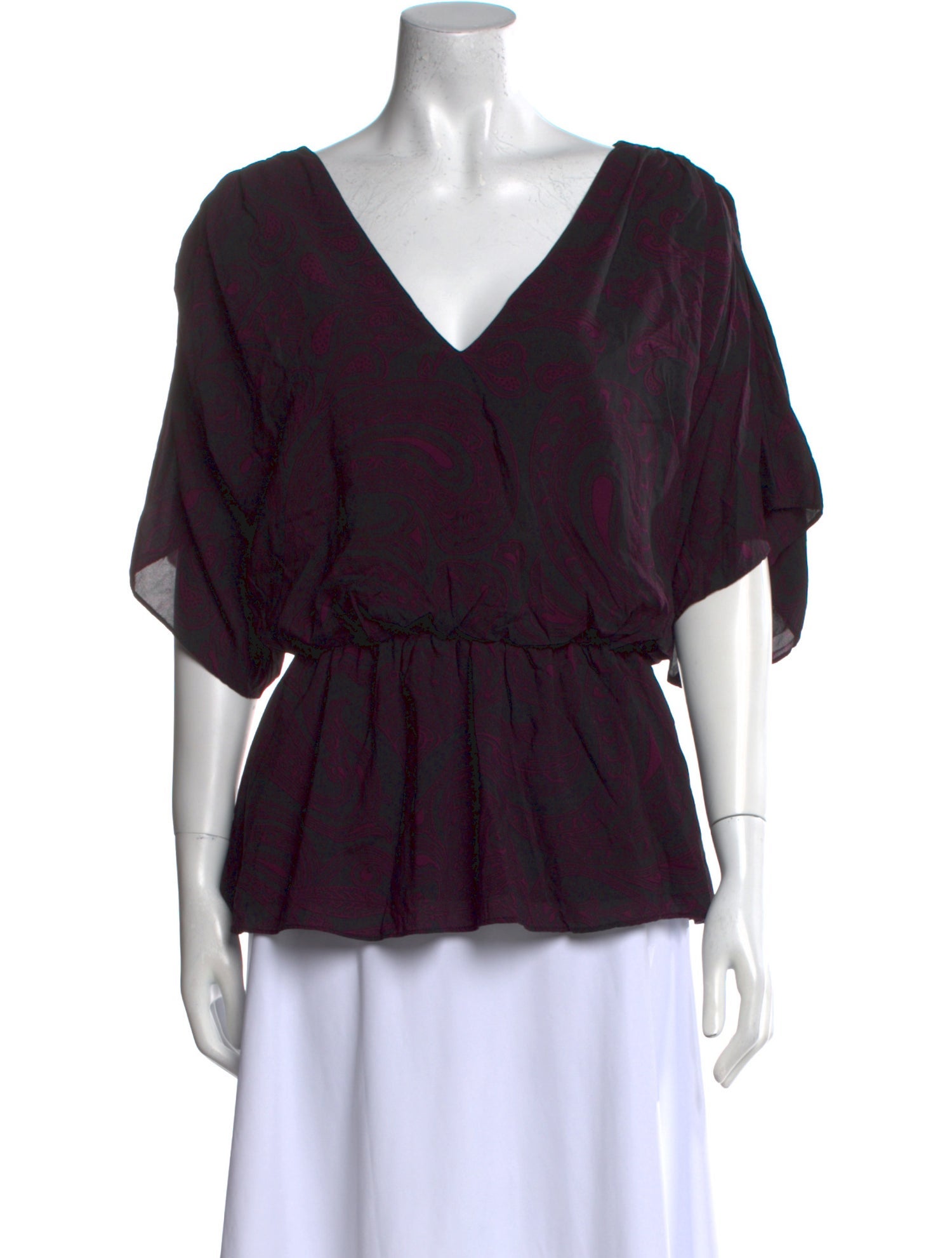 Alice + Olivia Silk V-Neck Blouse