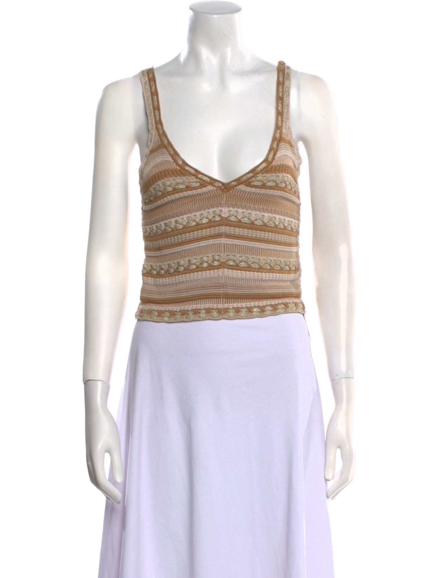 Alice + Olivia Striped V-Neck Crop Top