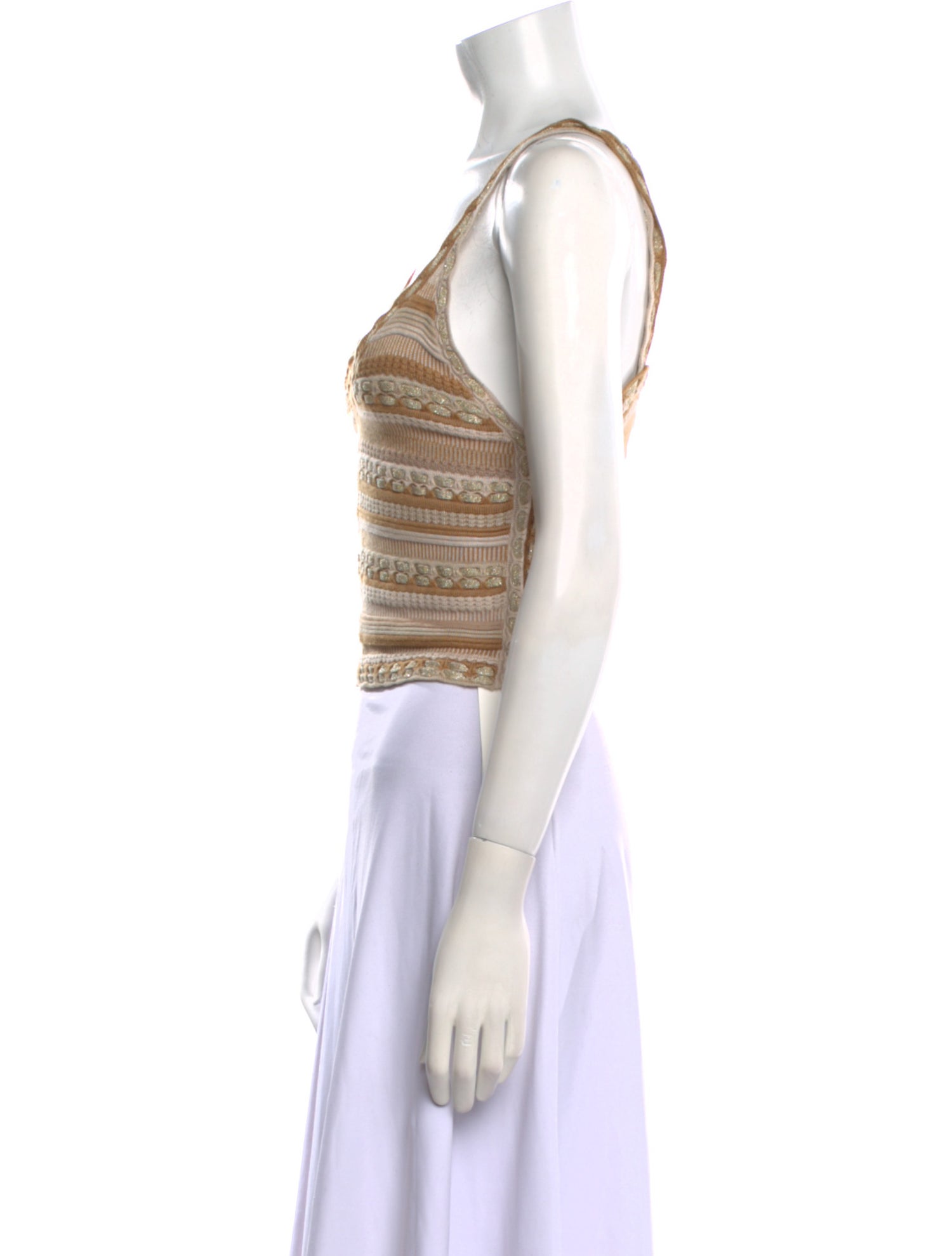 Alice + Olivia Striped V-Neck Crop Top