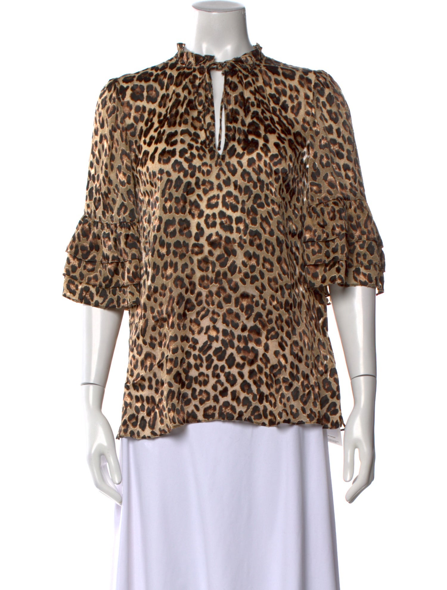 Alice + Olivia Animal Print Tie Neck Blouse w/ Tags