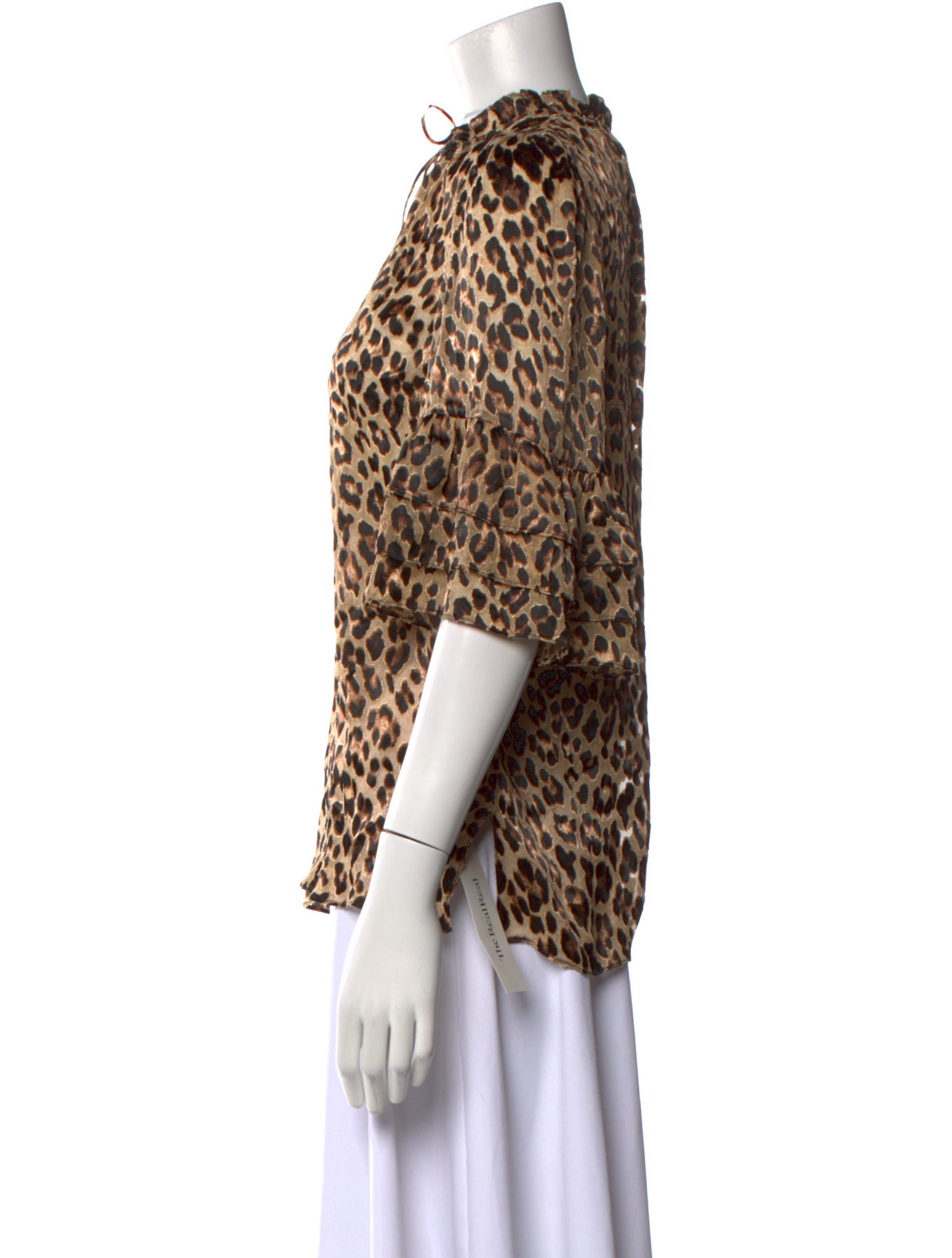 Alice + Olivia Animal Print Tie Neck Blouse w/ Tags