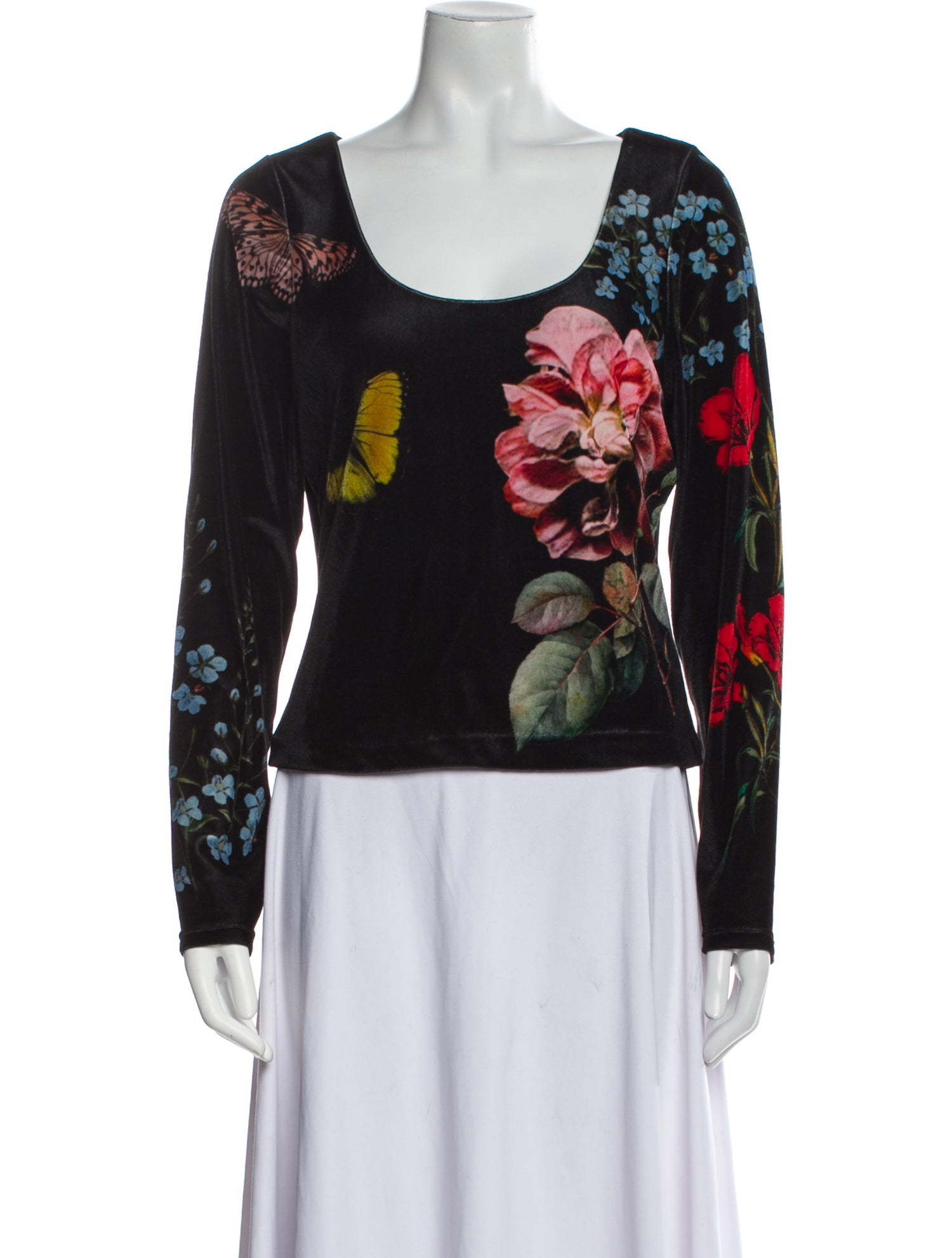 Alice + Olivia Floral Print Scoop Neck Top