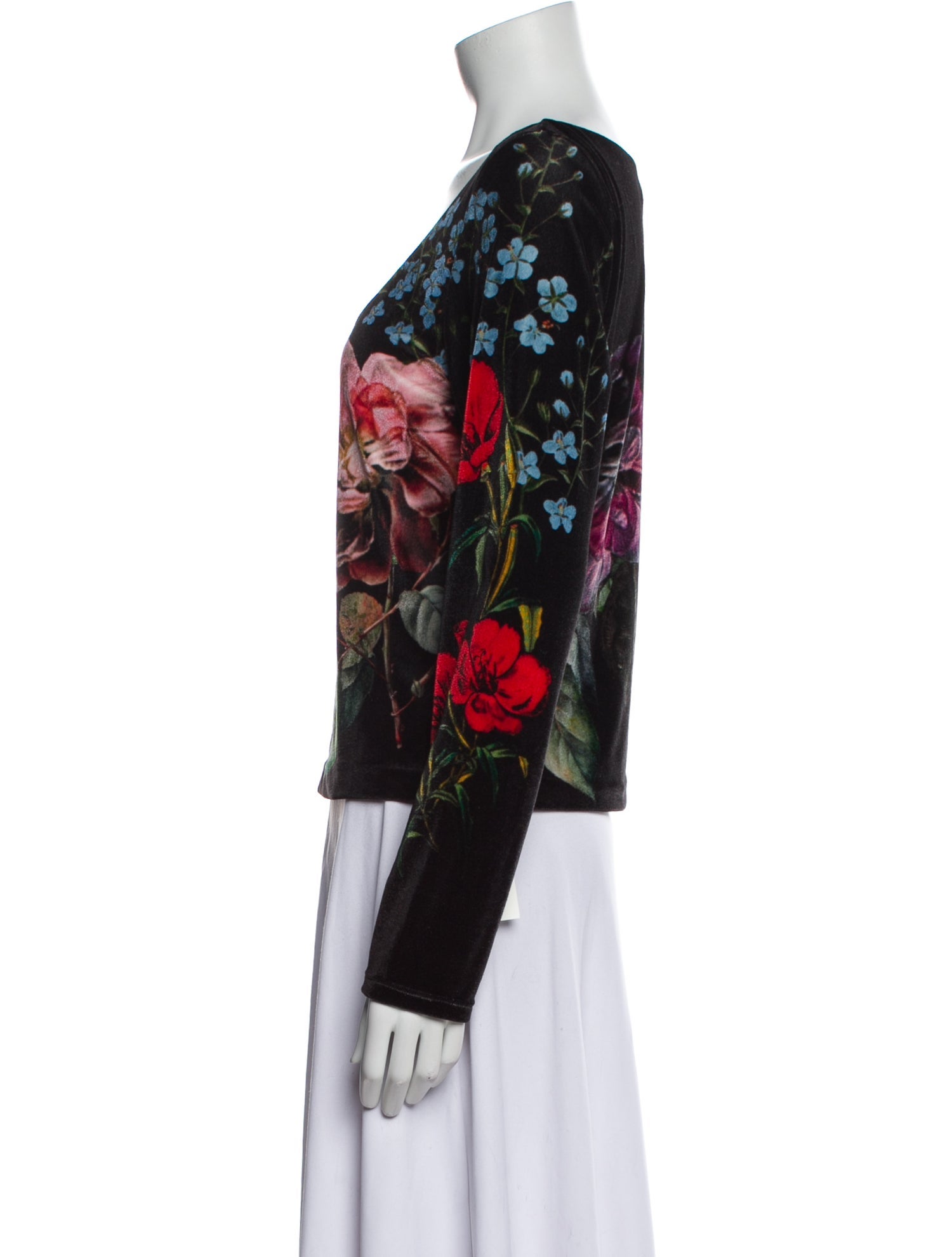 Alice + Olivia Floral Print Scoop Neck Top