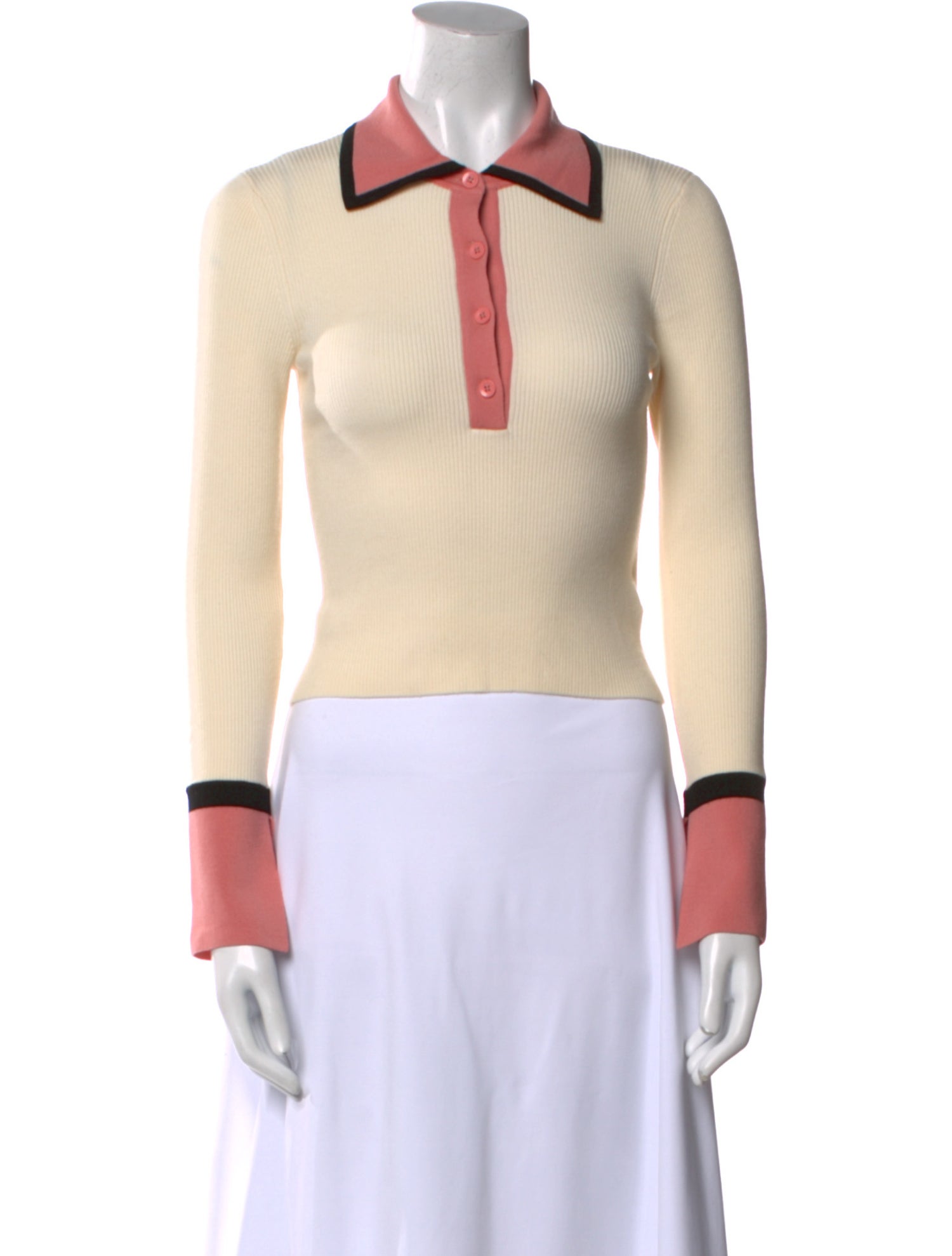 Alice + Olivia Wool Long Sleeve Polo