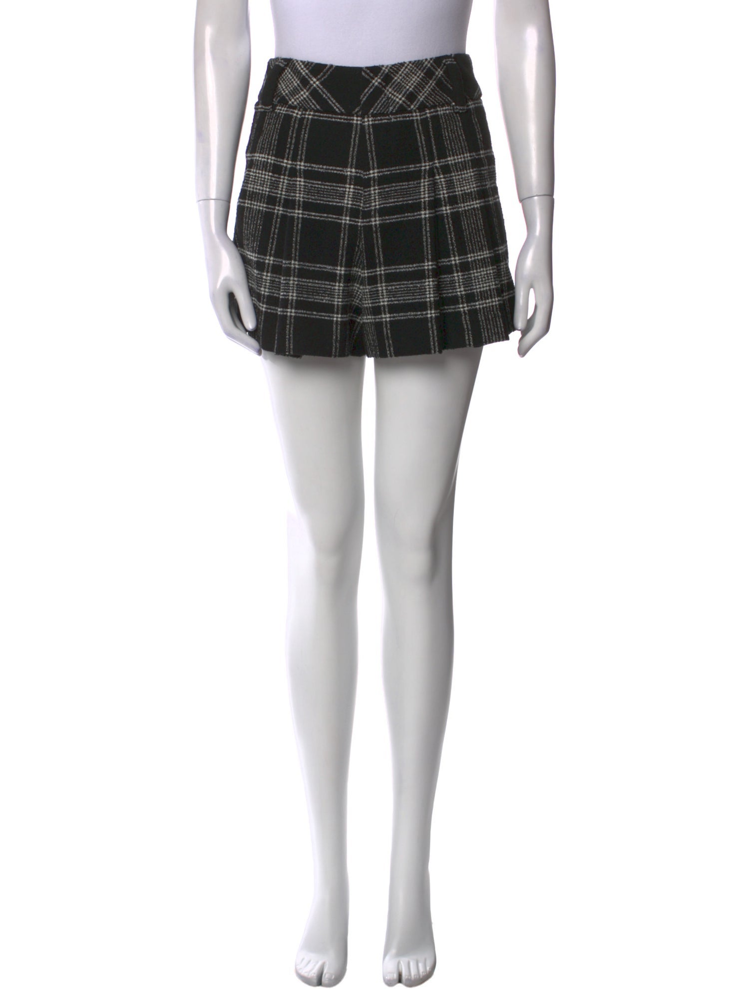 Alice + Olivia Plaid Print Mini Shorts