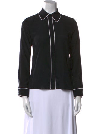 Alice + Olivia Silk Long Sleeve Button-Up Top