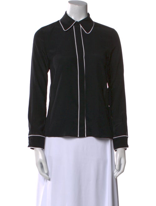 Alice + Olivia Silk Long Sleeve Button-Up Top