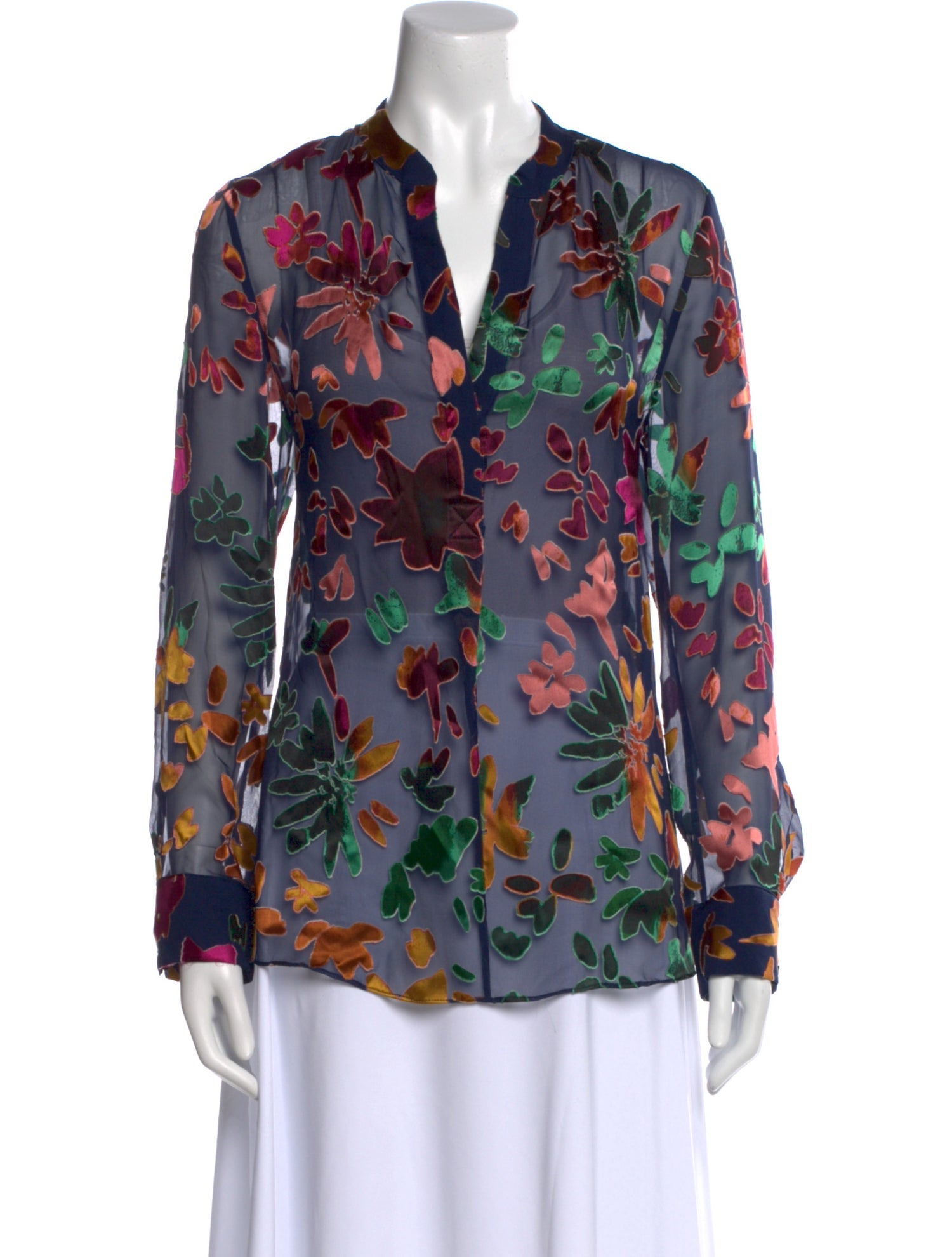 Alice + Olivia Floral Print V-Neck Blouse