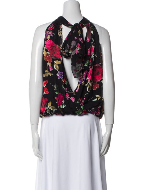 Alice + Olivia Floral Print Halterneck Blouse