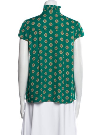 Alice + Olivia Printed Mock Neck Button-Up Top