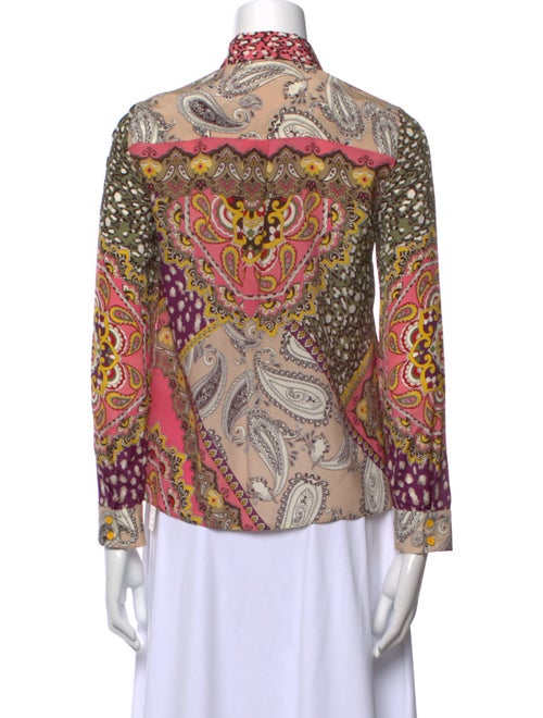 Alice + Olivia Silk Paisley Print Button-Up Top