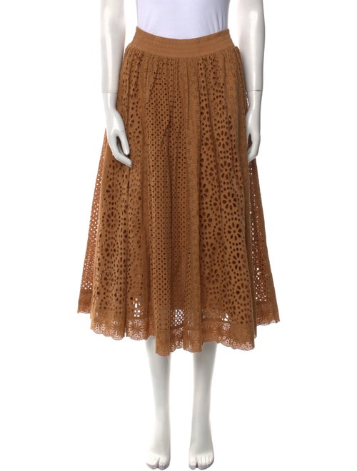 Alice + Olivia Eyelet Trim Midi Length Skirt