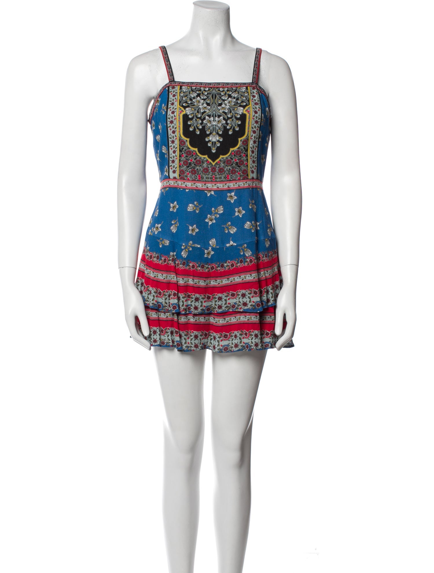 Alice + Olivia Printed Square Neckline Romper