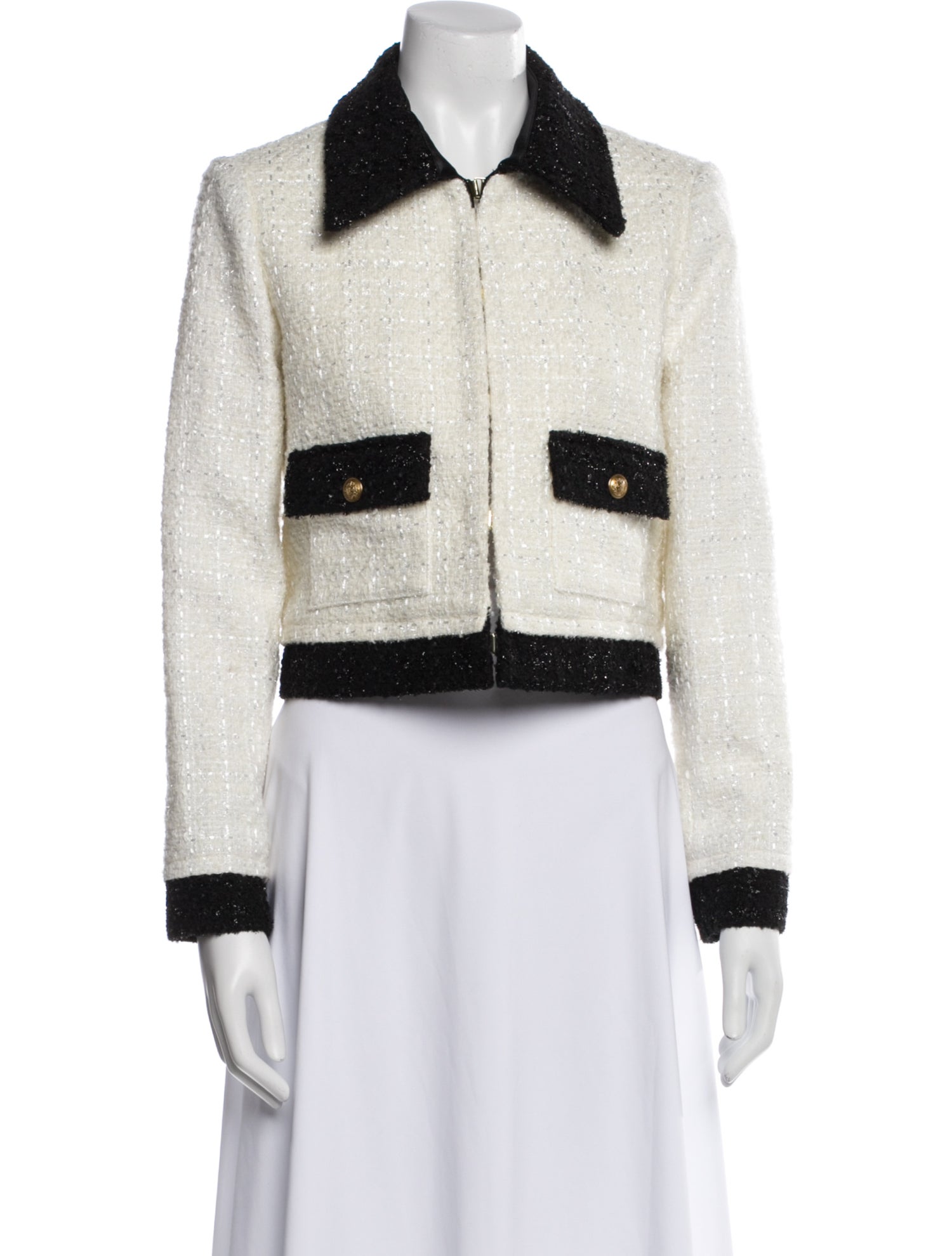 Alice + Olivia Tweed Pattern Denim Jacket