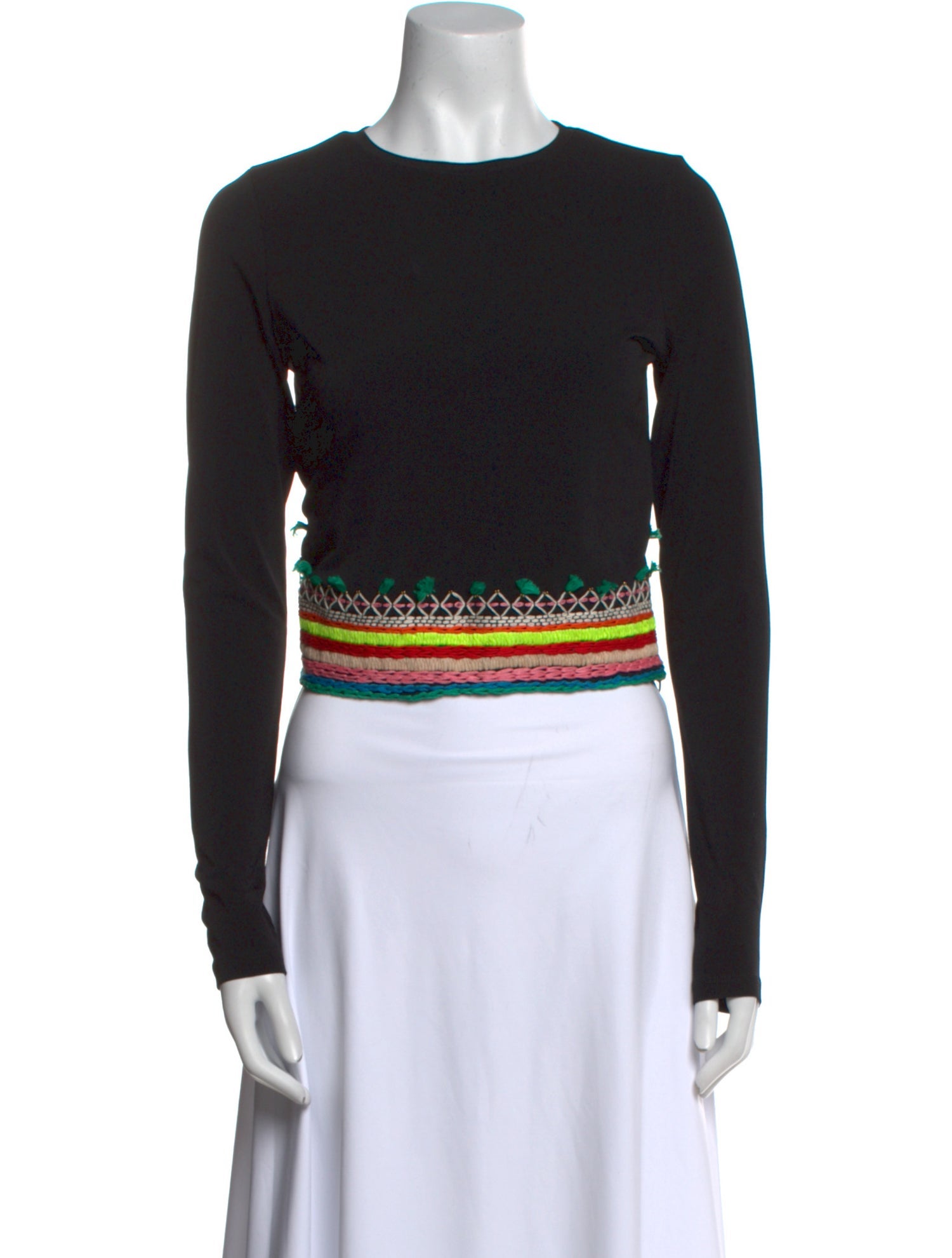 Alice + Olivia Crew Neck Long Sleeve Crop Top
