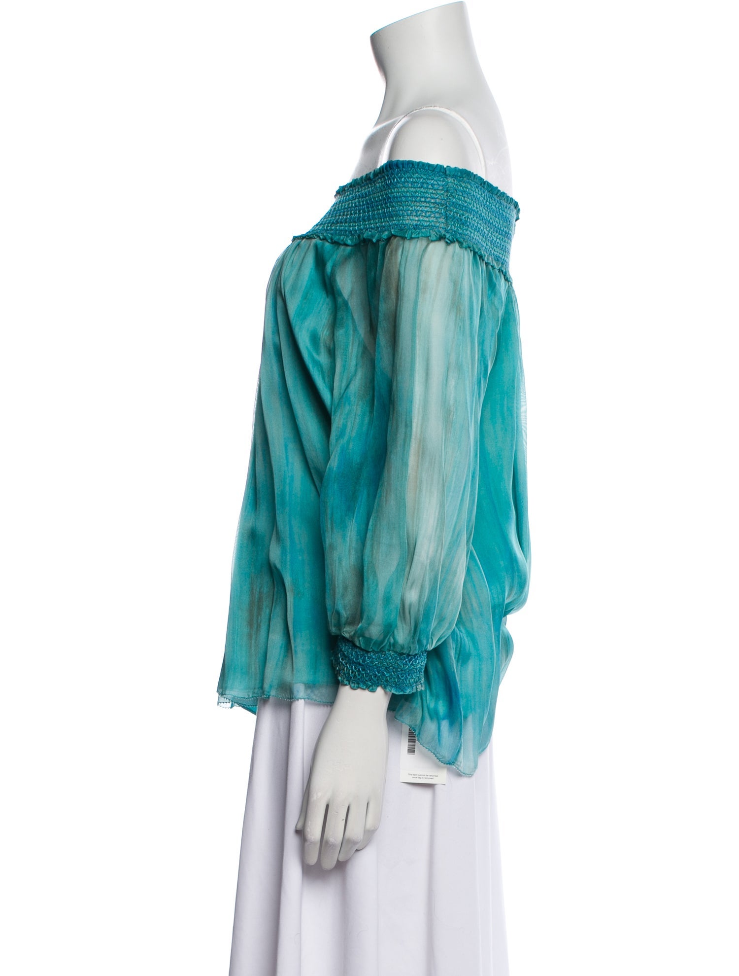 Alice + Olivia Silk Off-The-Shoulder Blouse