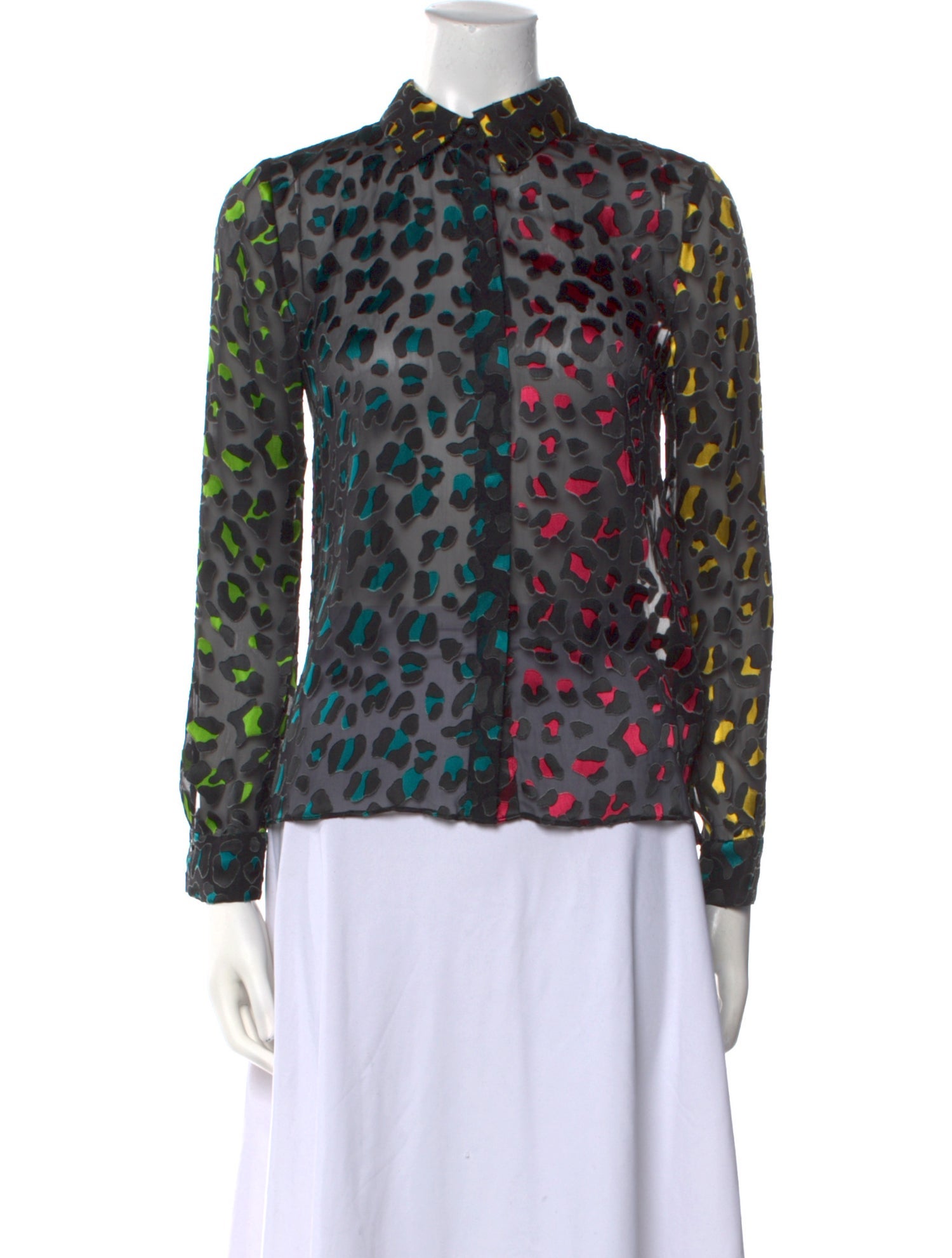 Alice + Olivia Silk Printed Button-Up Top