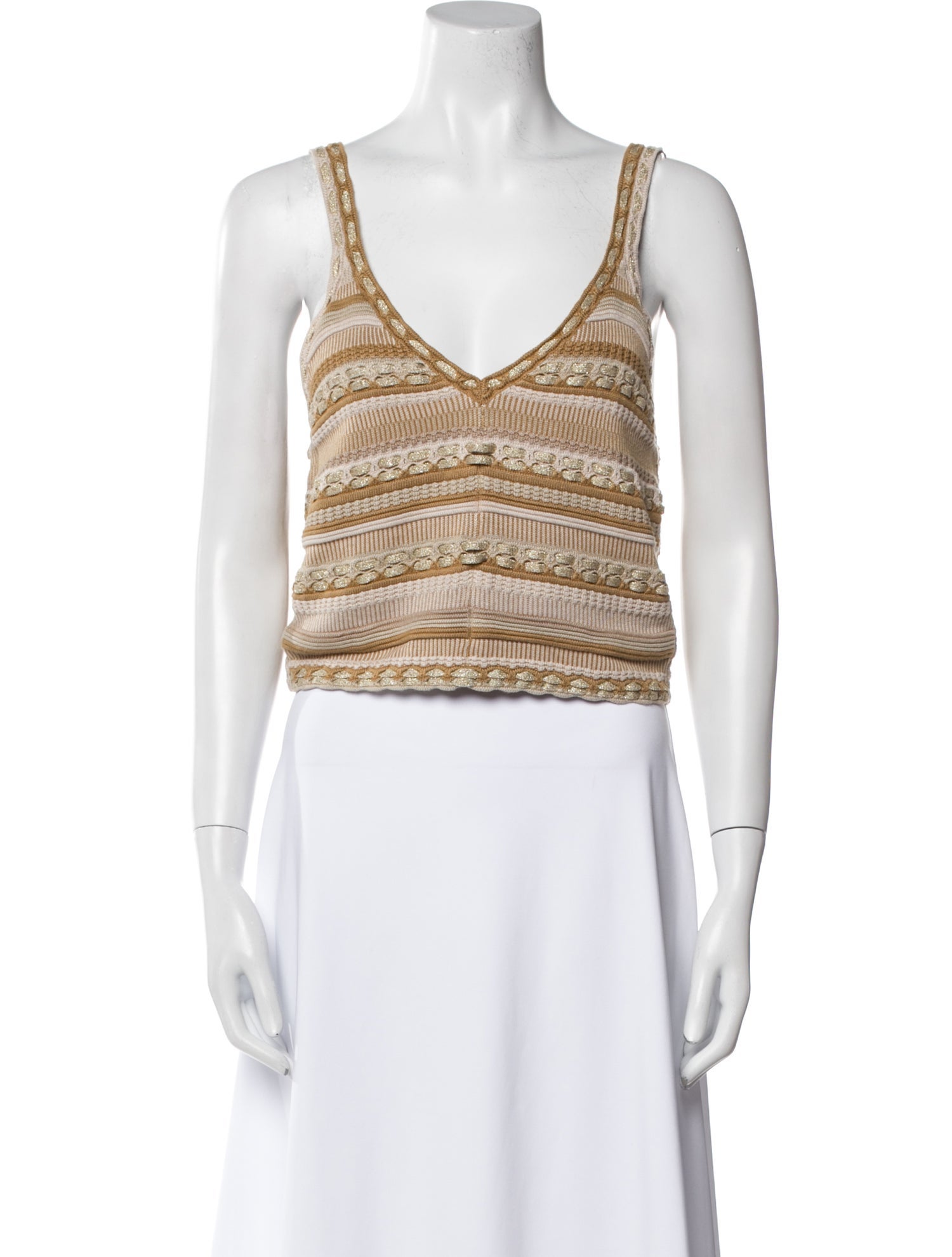 Alice + Olivia Striped V-Neck Crop Top