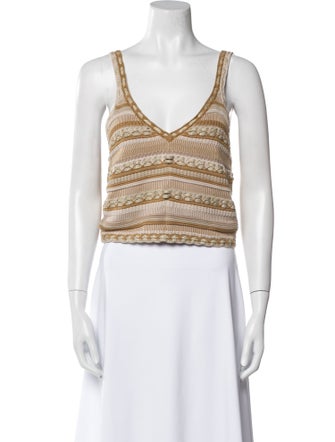 Alice + Olivia Striped V-Neck Crop Top