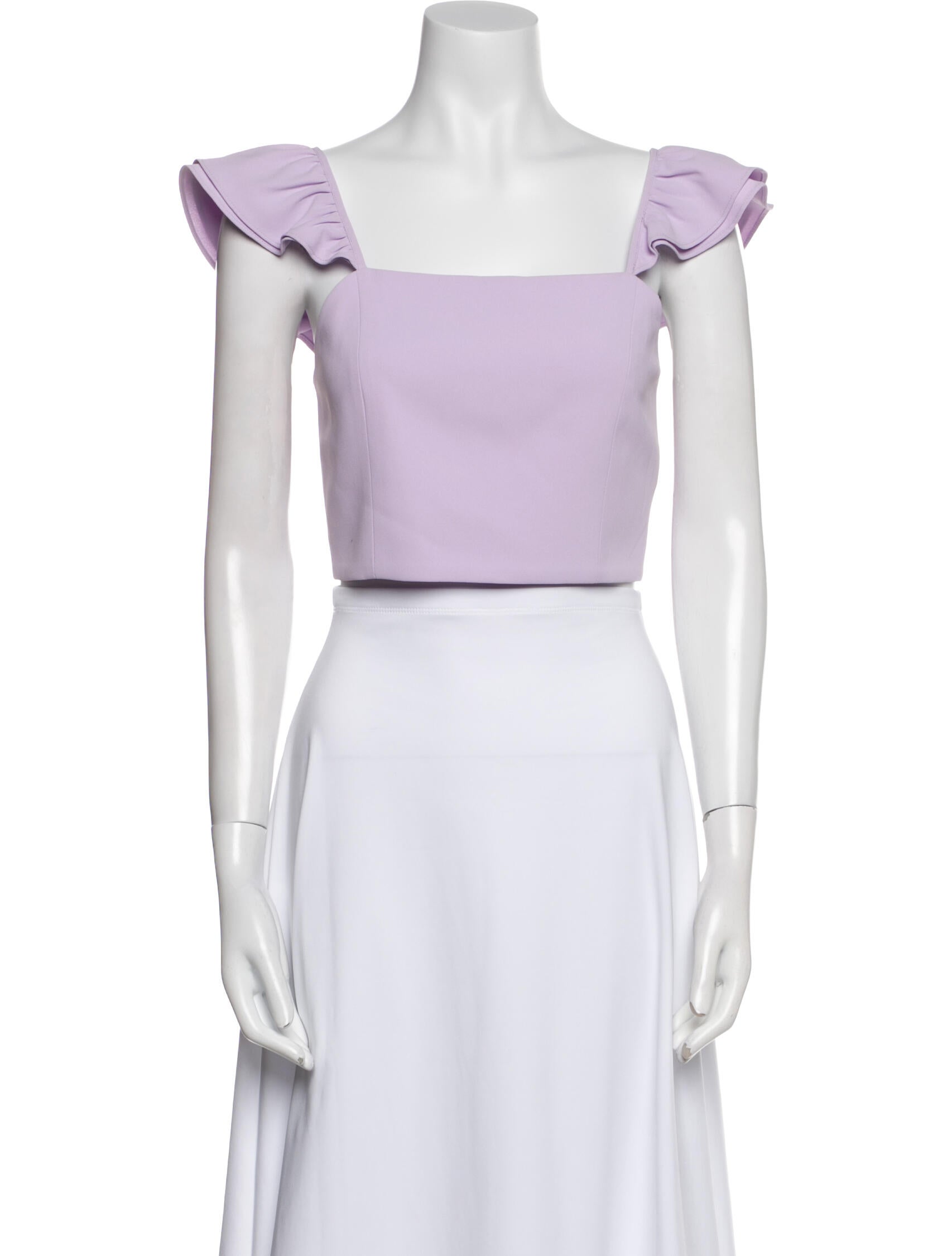 Alice + Olivia Square Neckline Short Sleeve Crop Top