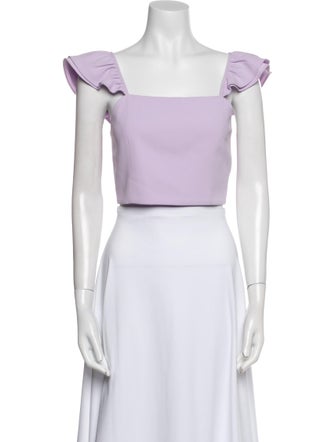Alice + Olivia Square Neckline Short Sleeve Crop Top