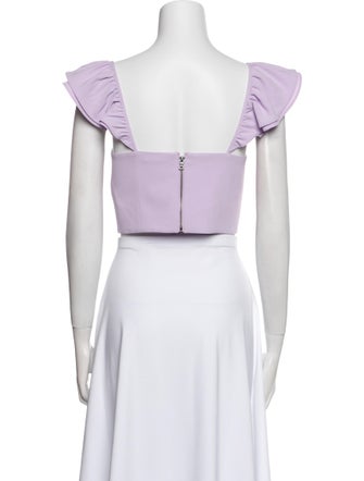 Alice + Olivia Square Neckline Short Sleeve Crop Top