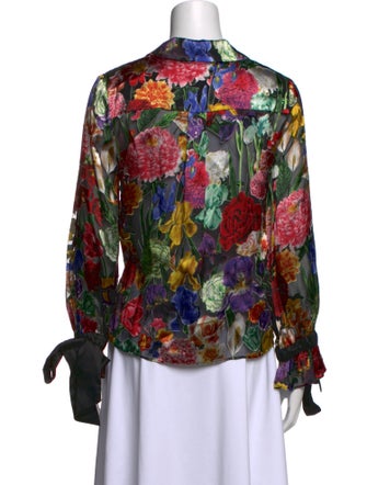 Alice + Olivia Floral Print V-Neck Blouse
