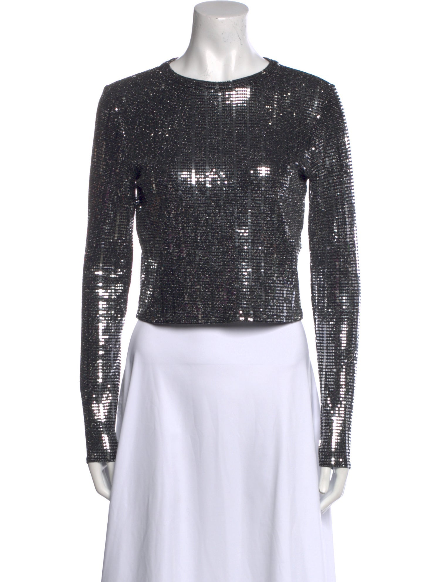 Alice + Olivia Crew Neck Long Sleeve Crop Top