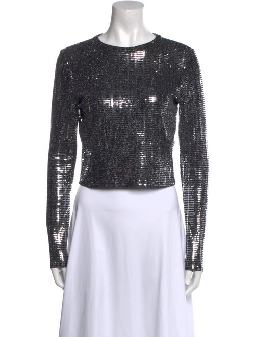 Alice + Olivia Crew Neck Long Sleeve Crop Top